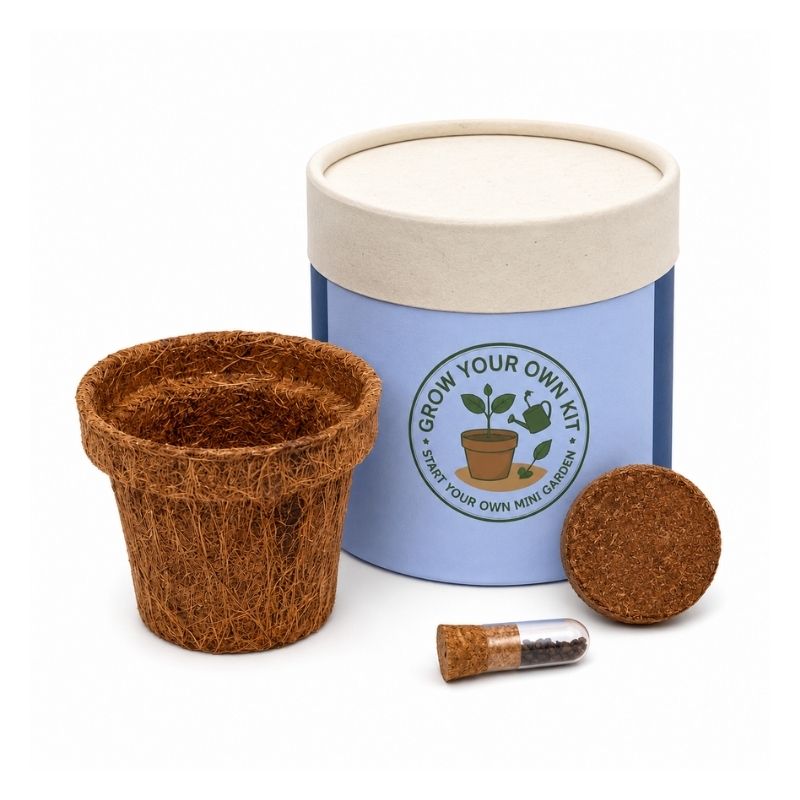 Kavi DIY Grow Kit with 3mm Cork Coaster and Cocopeat Disc, Set of 8, DIY Gardening Kit