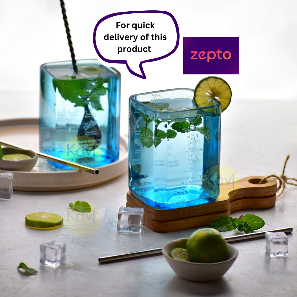Kavi Bombay Sapphire Glasses (Set of Two) - Kavi The Poetry-Art Project