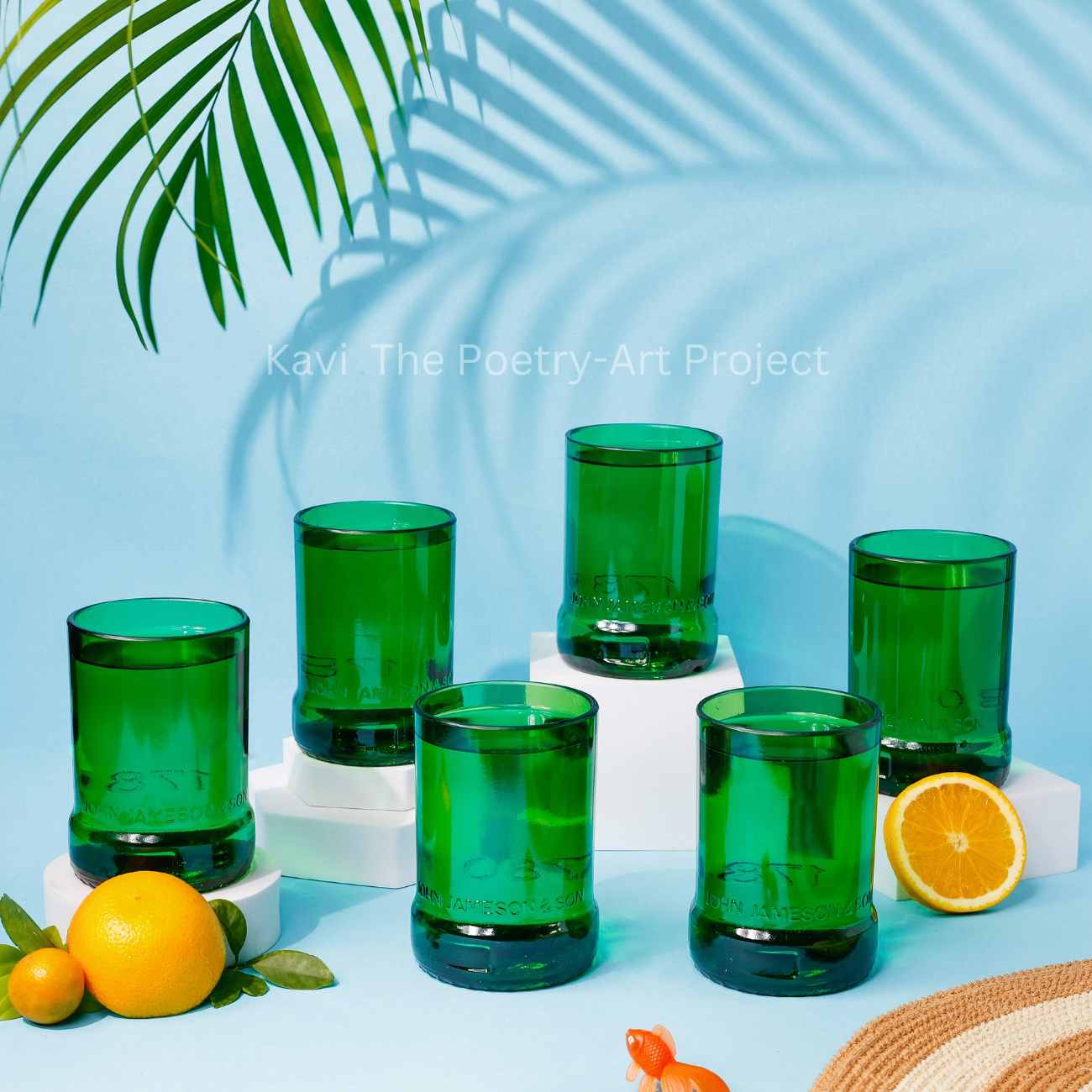 Upcycled Jameson whiskey bottle glasses (Set of 6)