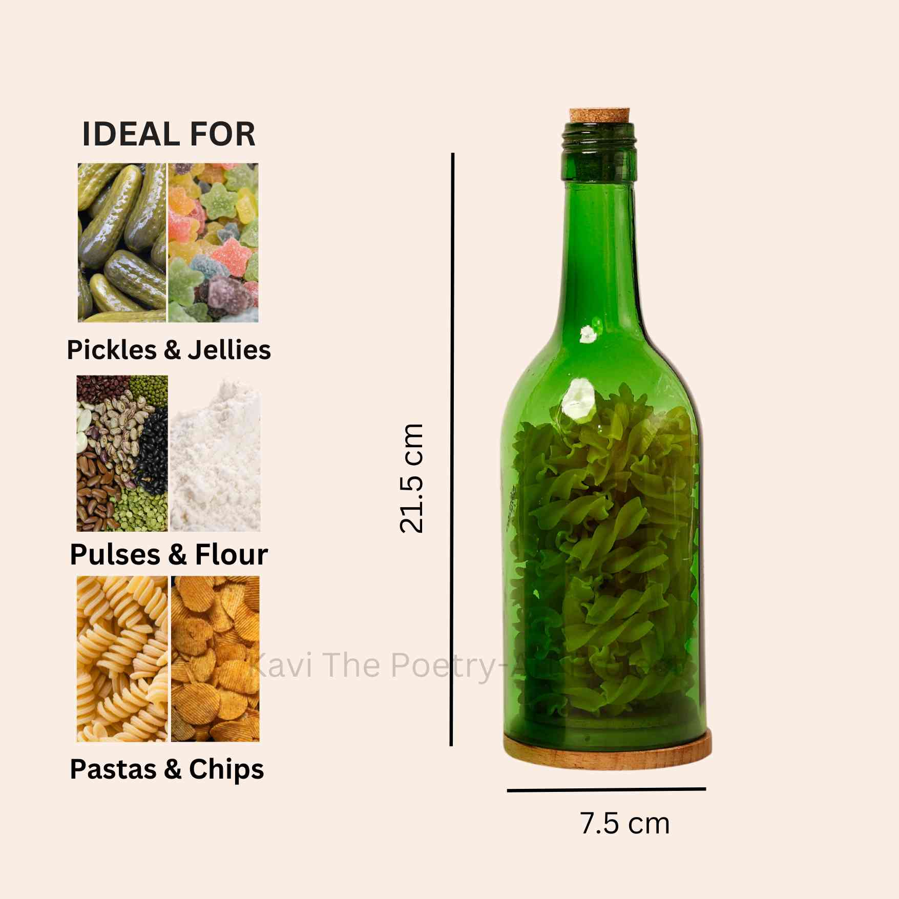 Kavi Green Wine Upcycled Jars (Set of Six)