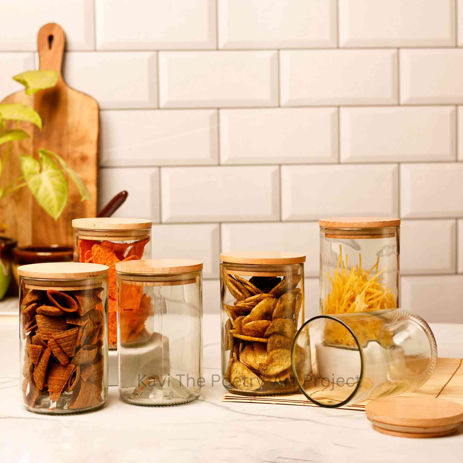 Kavi Transparent Wine Bottle Jars (Set of Six)