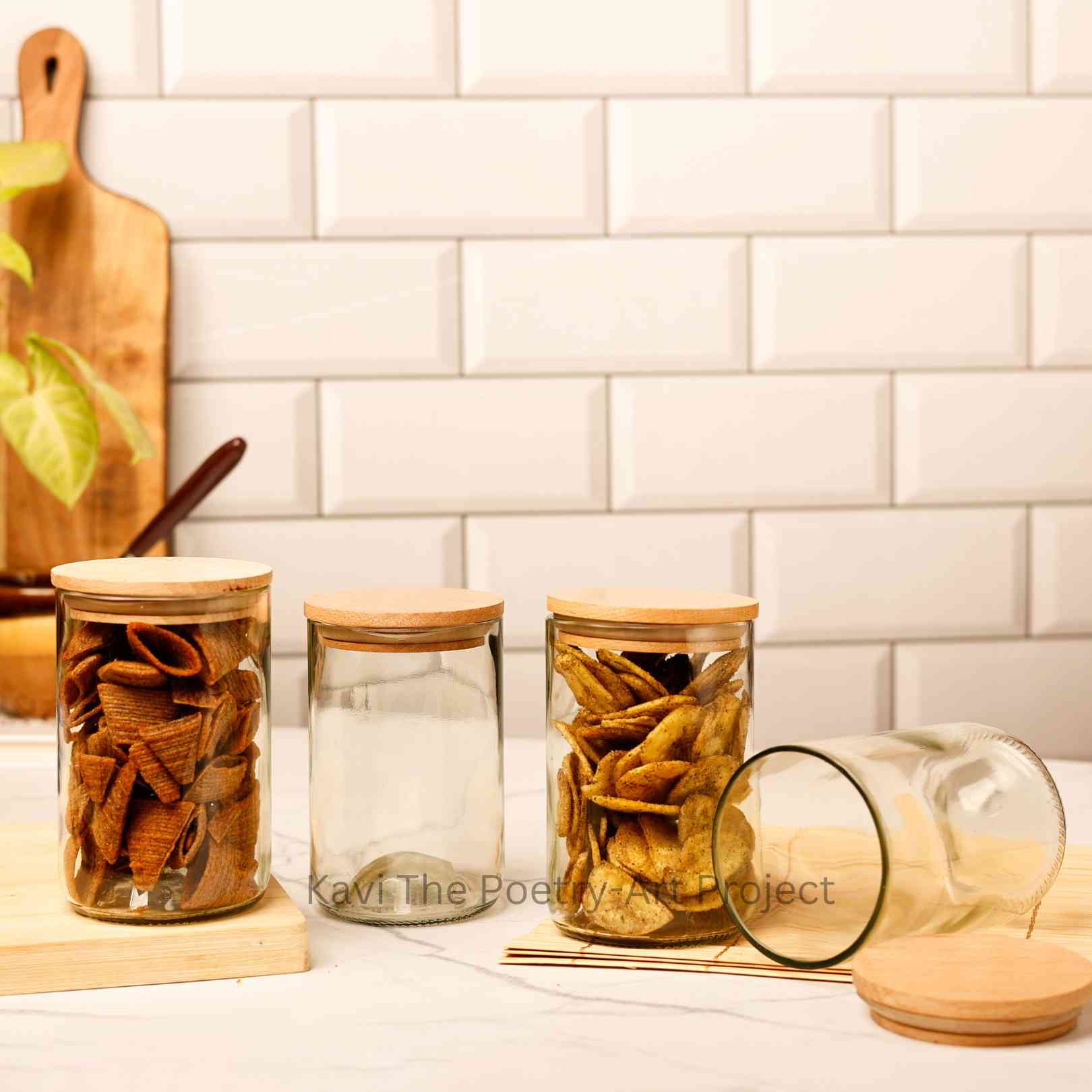 Kavi Transparent Wine Bottle Jars (Set of Four)