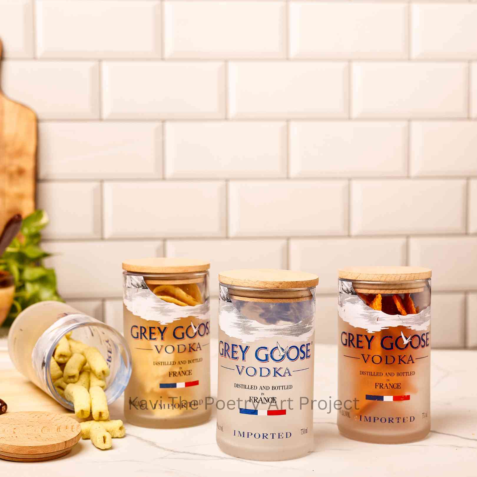 Eco friendly Grey Goose Bottle Jars (Set of Four)