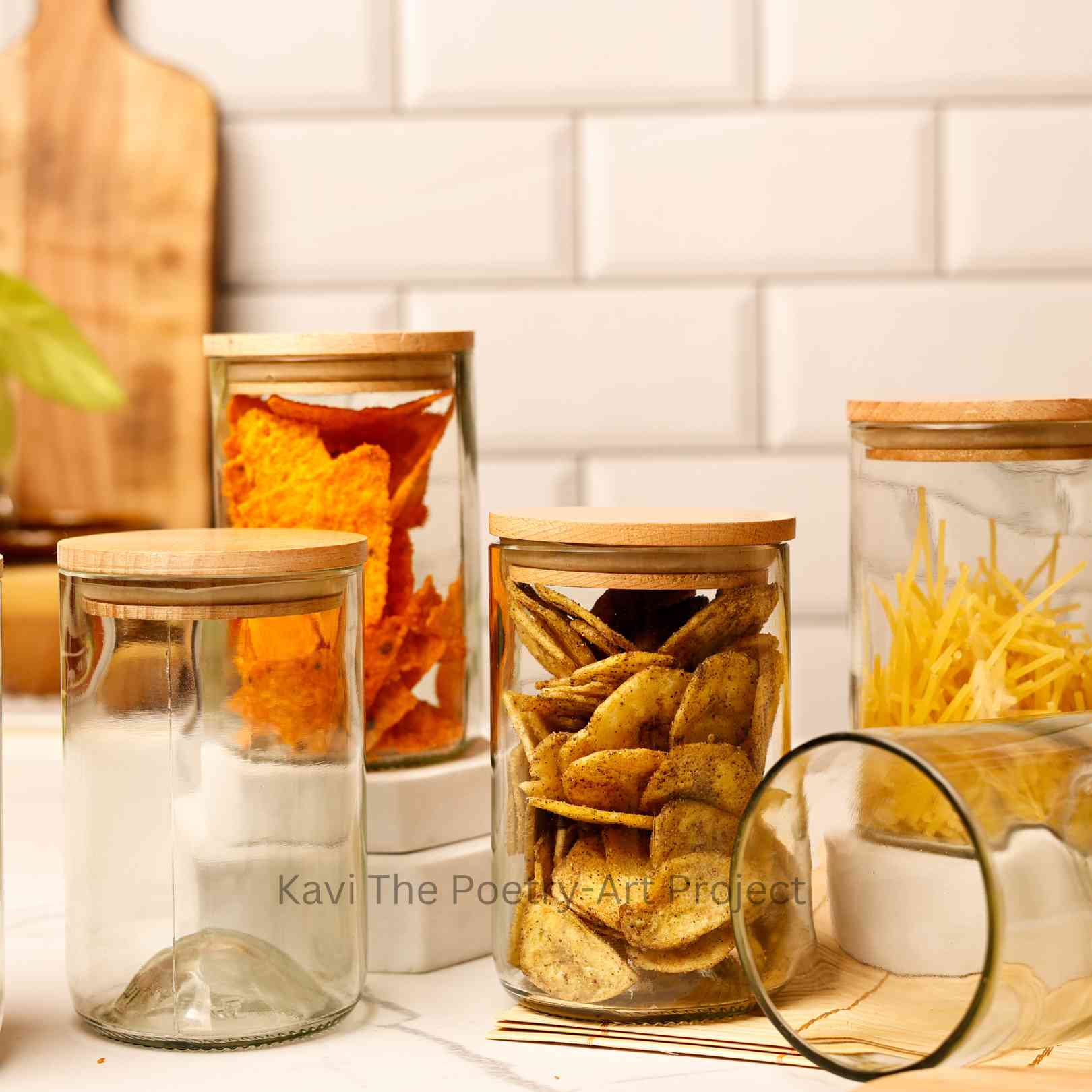 Kavi Transparent Wine Bottle Jars (Set of Four)