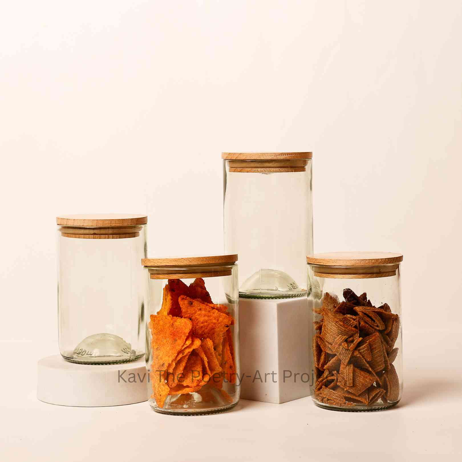 Kavi Transparent Wine Bottle Jars (Set of Four)