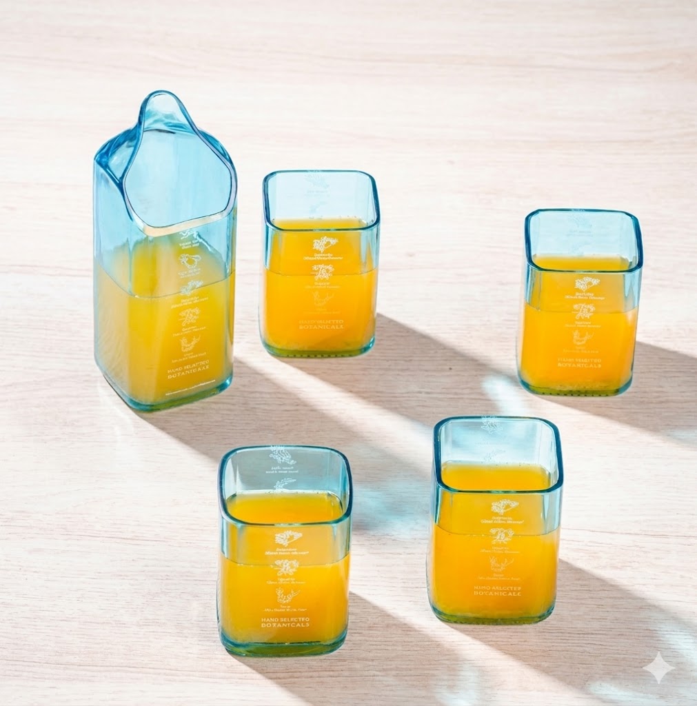 Bombay Sapphire Glasses ( Set of 4 ) with Jug