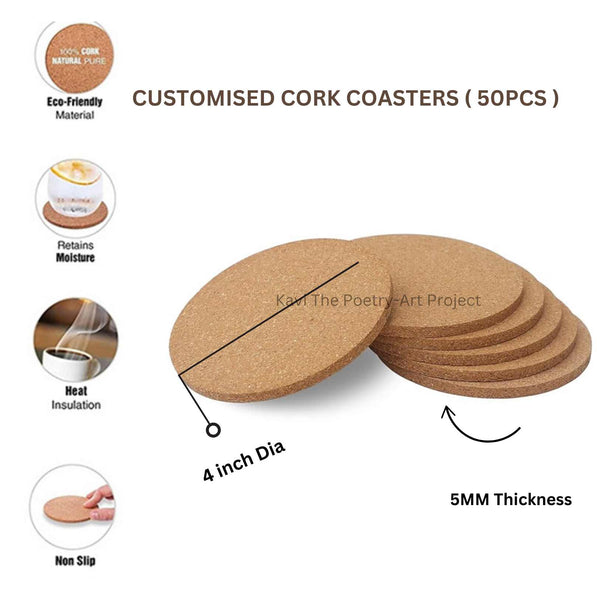Customized Cork Coasters ( 50 pcs)