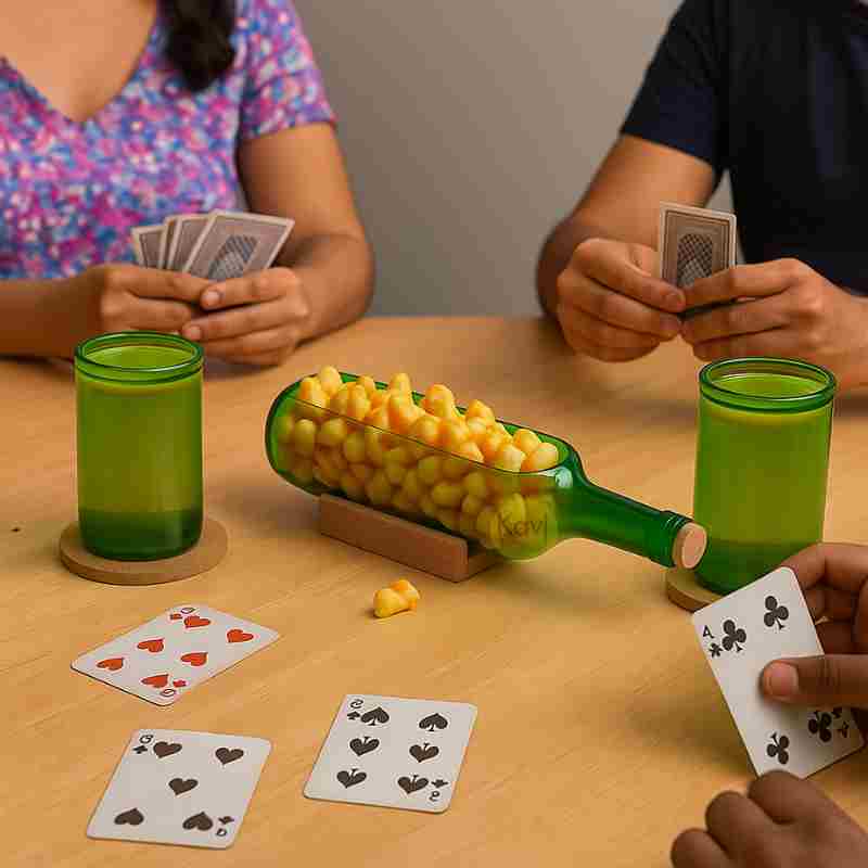 Green Wine Bottle Platter With Glasses - Kavi The Poetry-Art Project