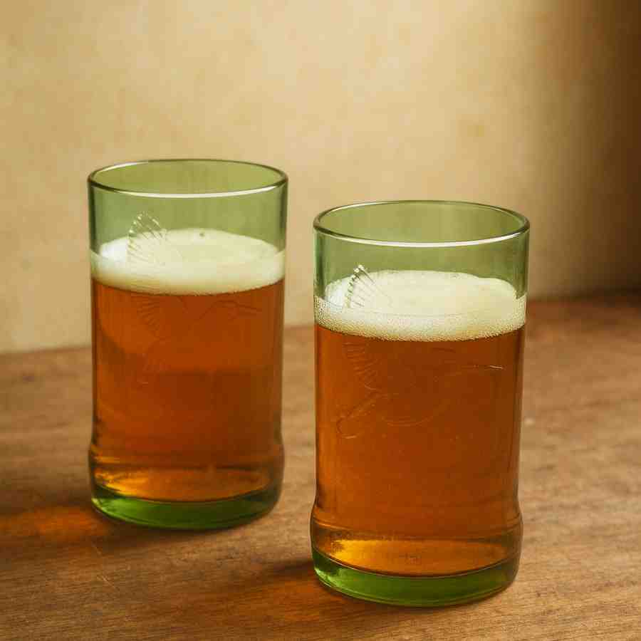 Kavi kingfisher bottle glasses (Set of Two)