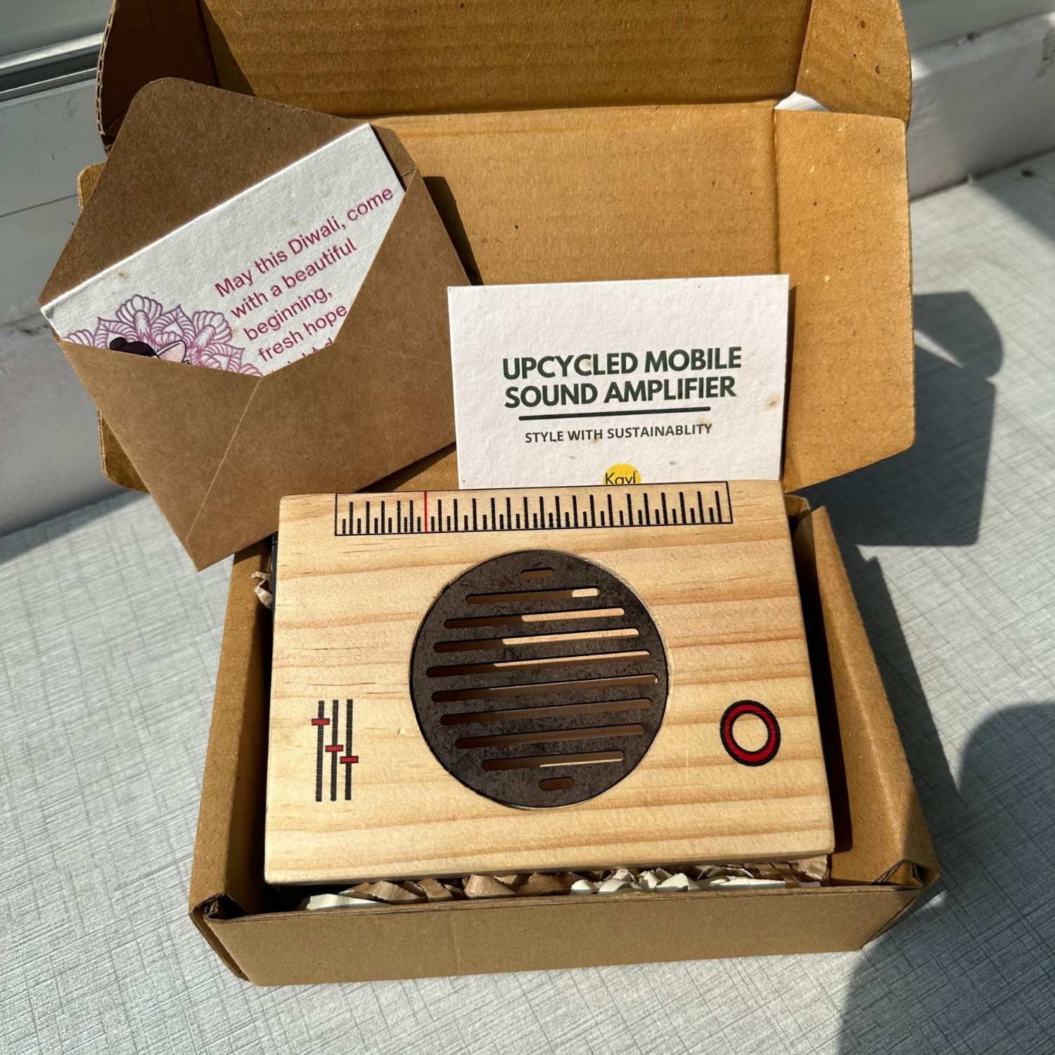 Upcycled Mobile Phone Sound Amplifier with Plantable Diwali Card