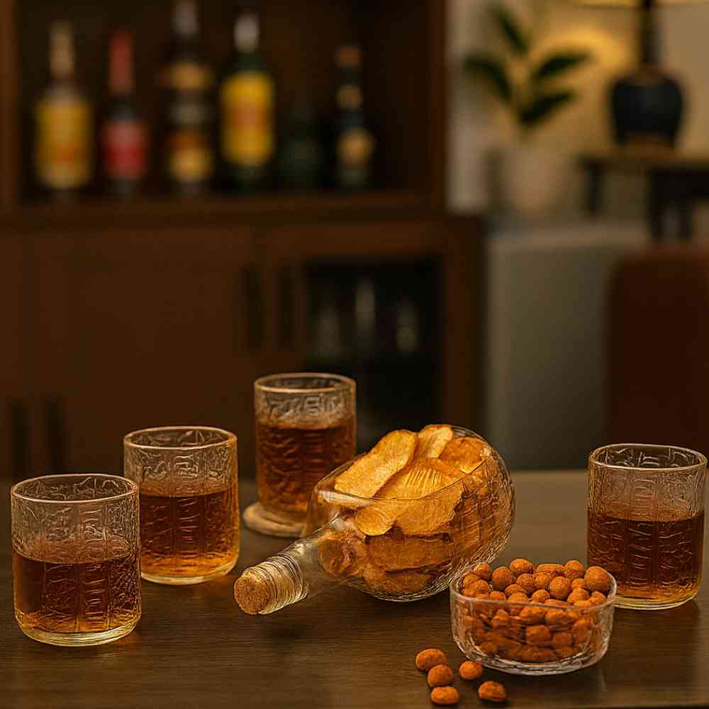 Upcycled Rum Bottle Serving Set