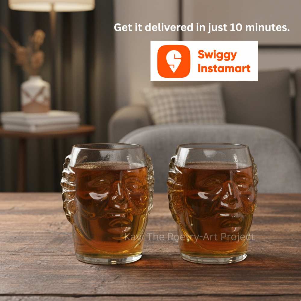 Small Old Monk Face Glasses 300ML (Set of 2)