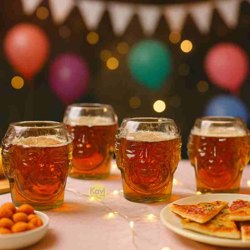 Small Old Monk Face Glasses 300ML (Set of 4)