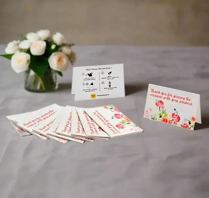 Pink Flowers Thank You Seed Paper Cards