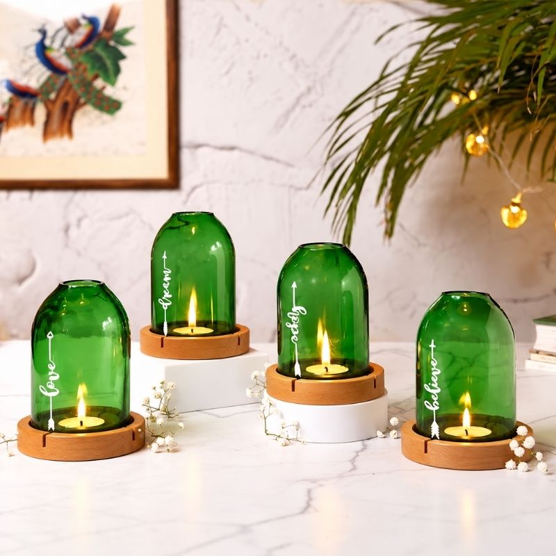 Upcycled Bottle Tea Light Holder Combo (Set of 4)