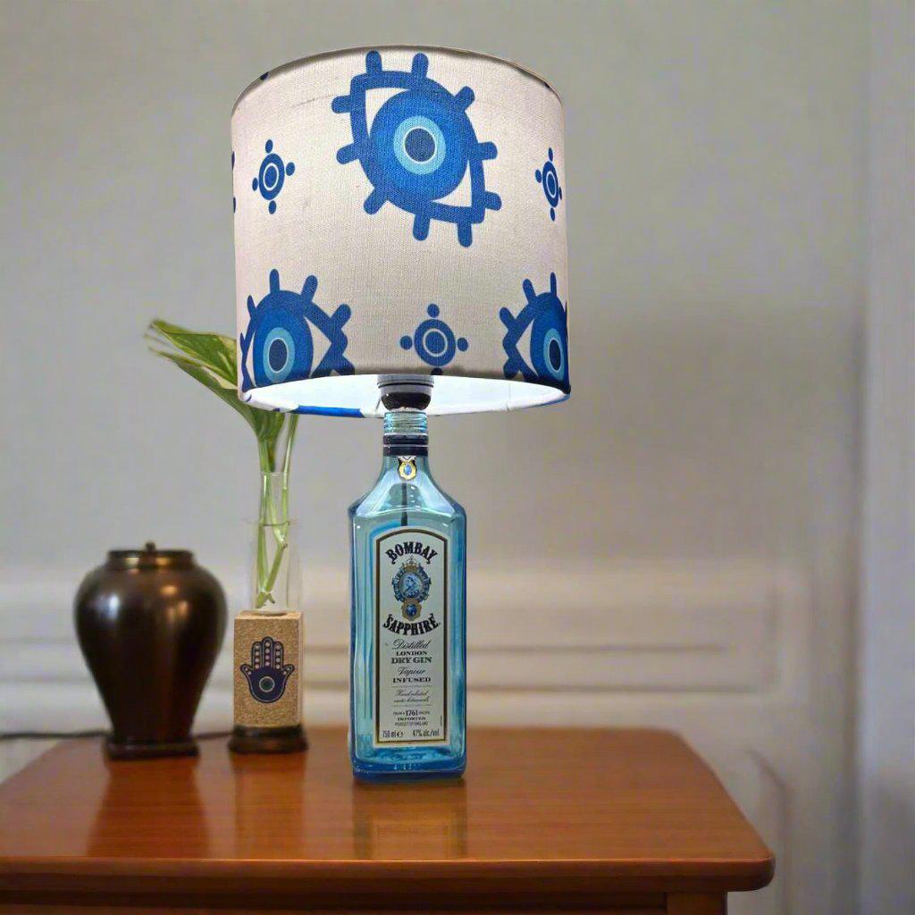 Upcycled Bombay Sapphire Bottle Shade Lamp