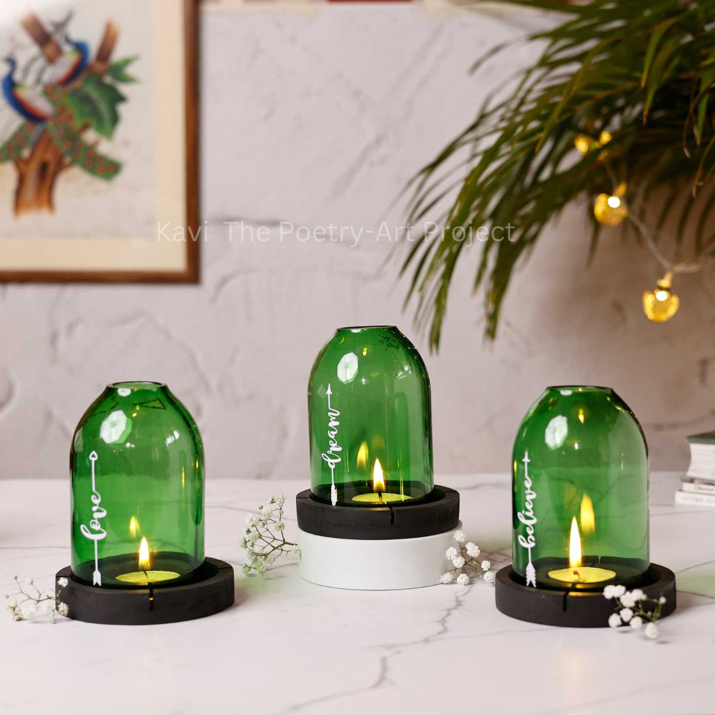 Upcycled Bottle Tea Light Holder Combo (Set of 3)