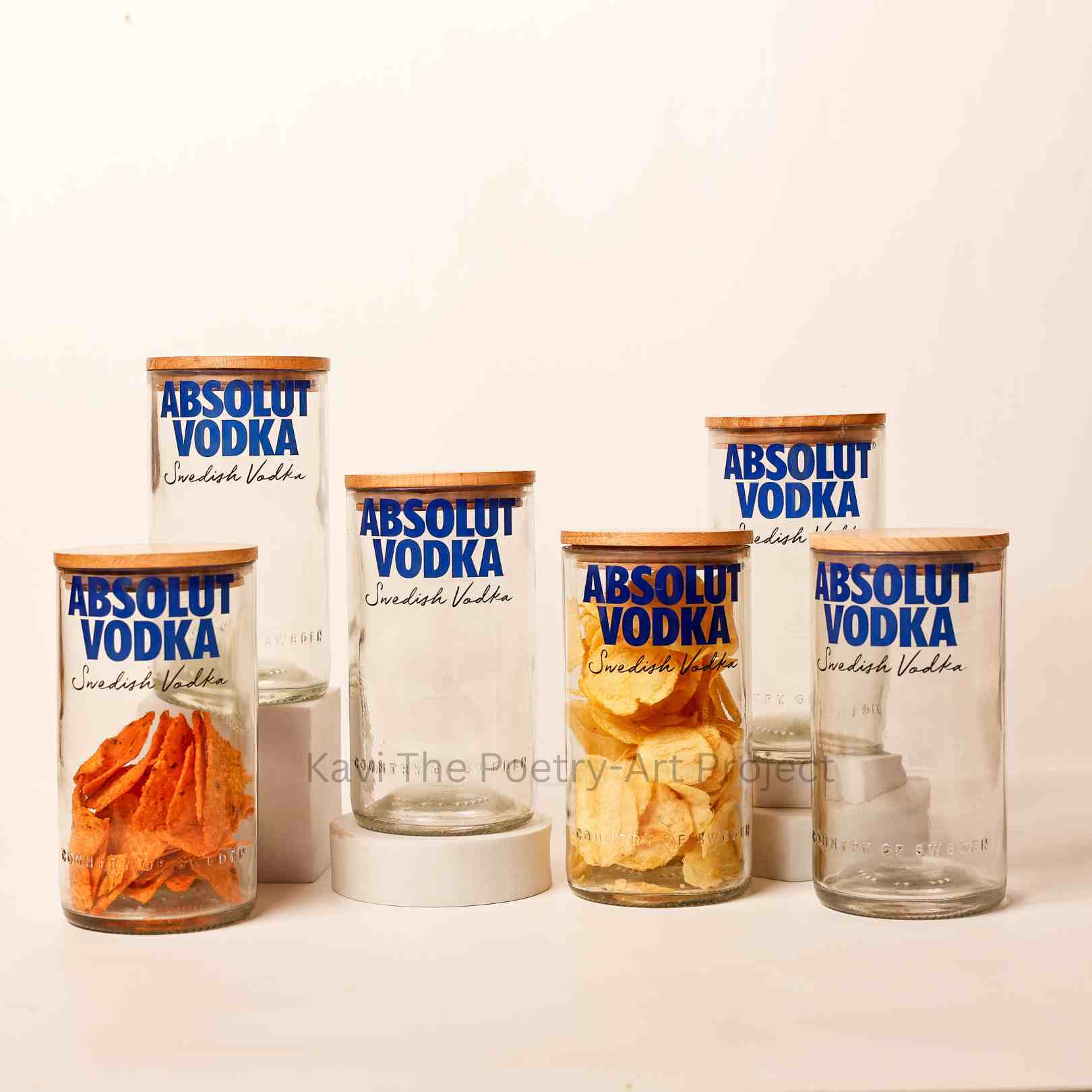 Kavi Absolut Top Cut Bottle Jars (Set of Six)