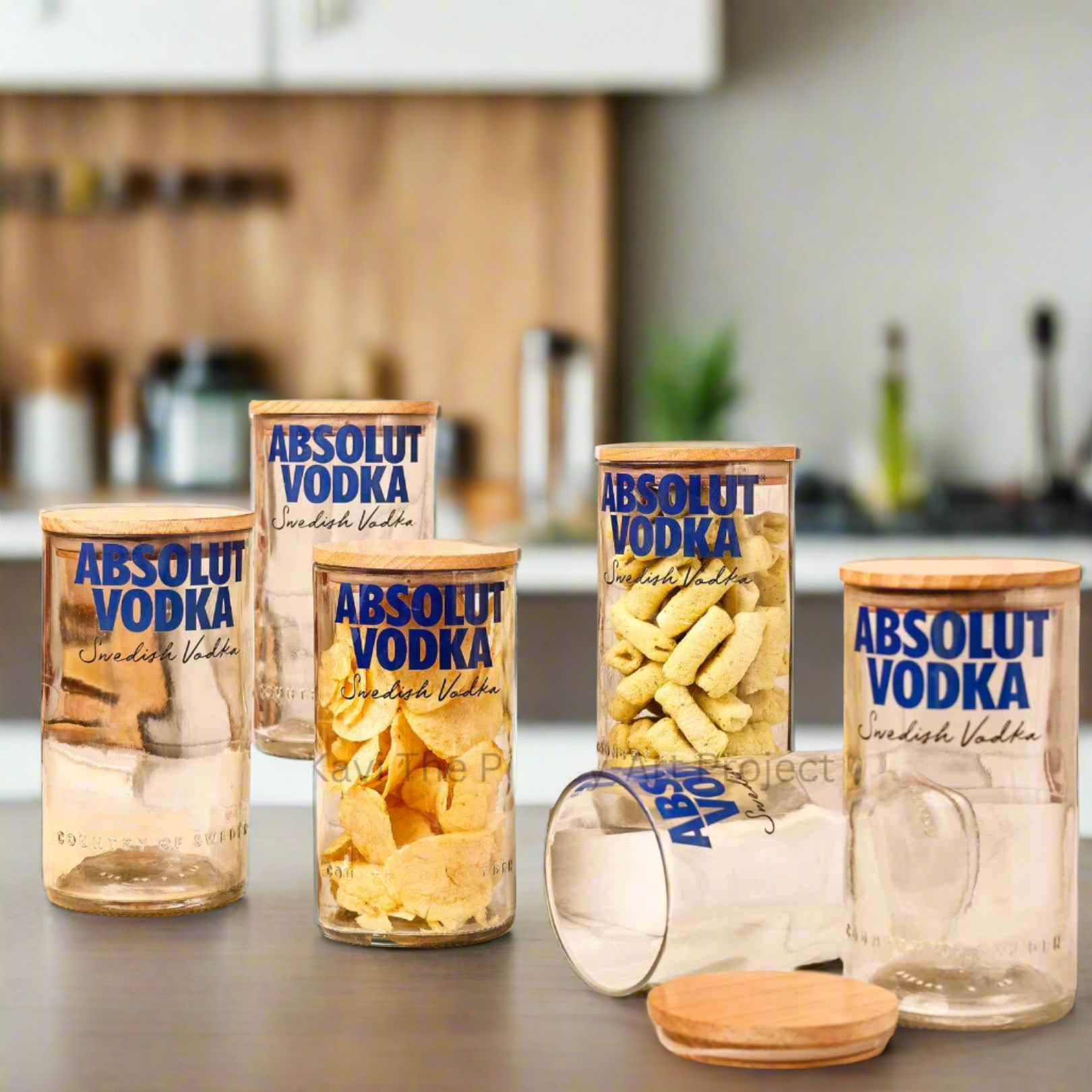 Kavi Absolut Top Cut Bottle Jars (Set of Six)