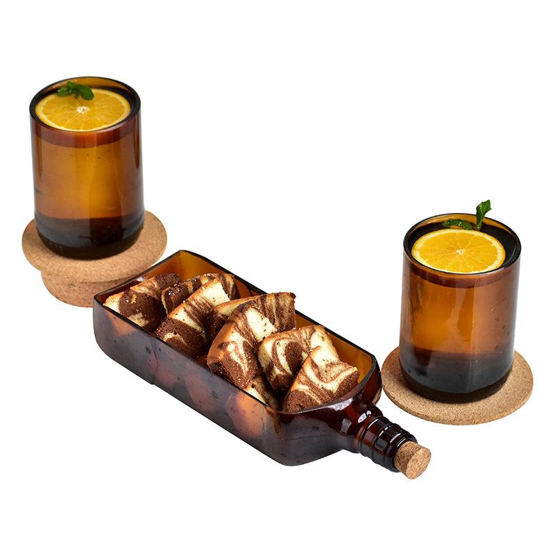 Ballantine Bottle Platter With Glasses