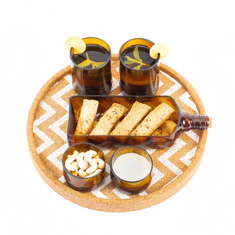 Ballantine Bottle Serving Set With Cork Tray