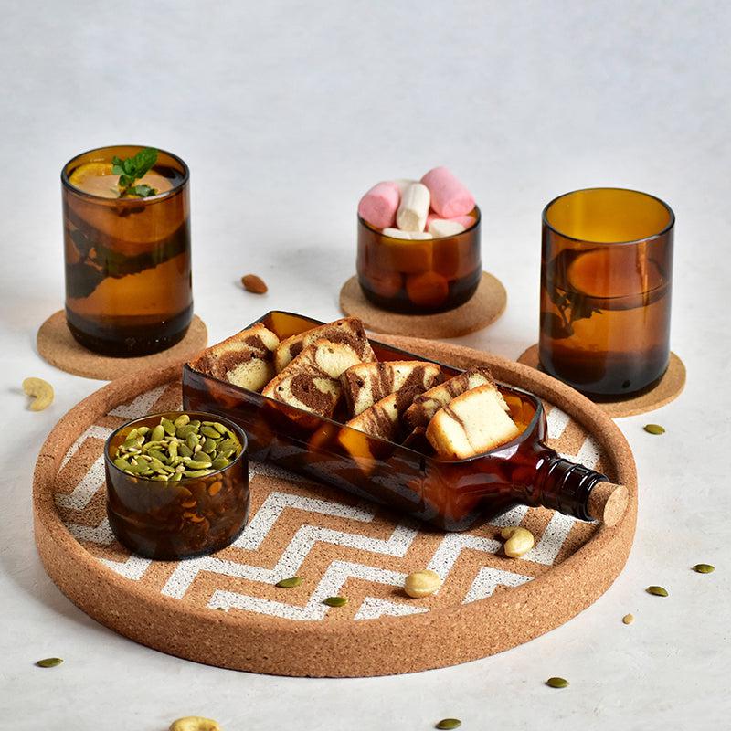 Ballantine Bottle Serving Set With Cork Tray