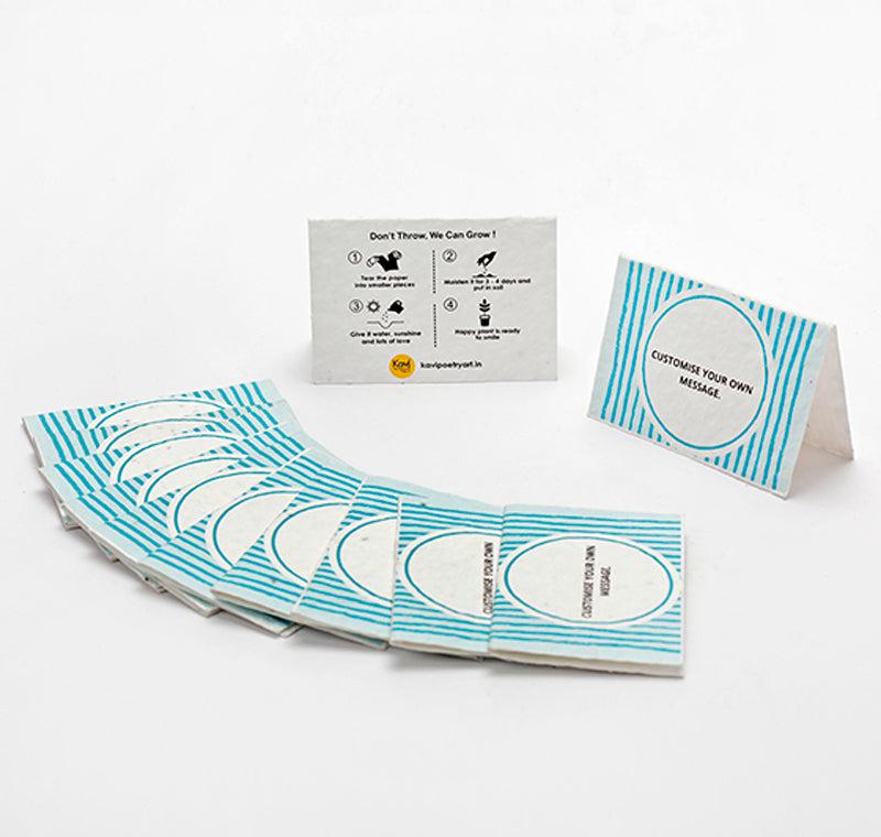 Blue customised Seed Paper cards with Envelopes (Set Of 25)