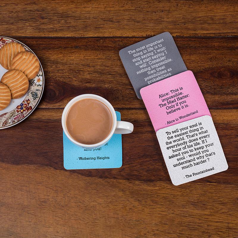 Classic Quotes Cork Coasters Set