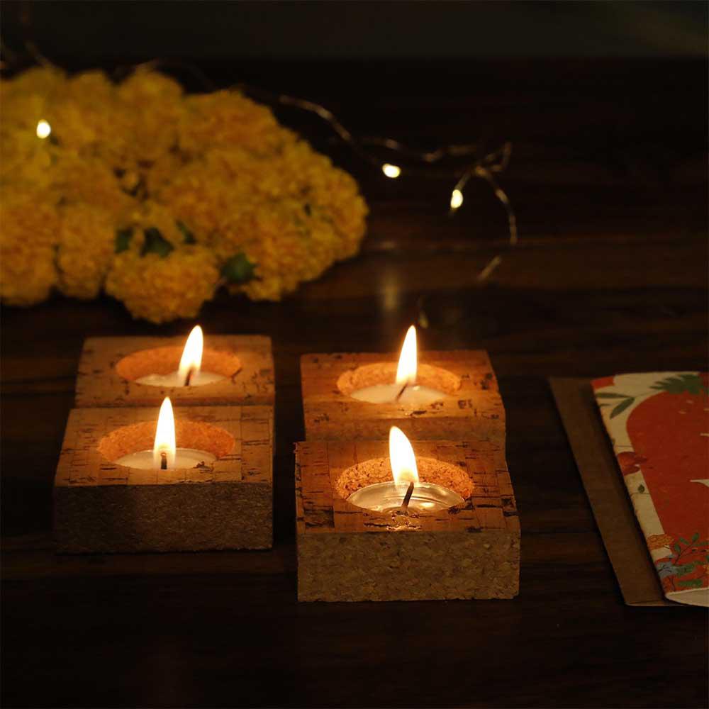 Floating Cork Tea Light Holders
