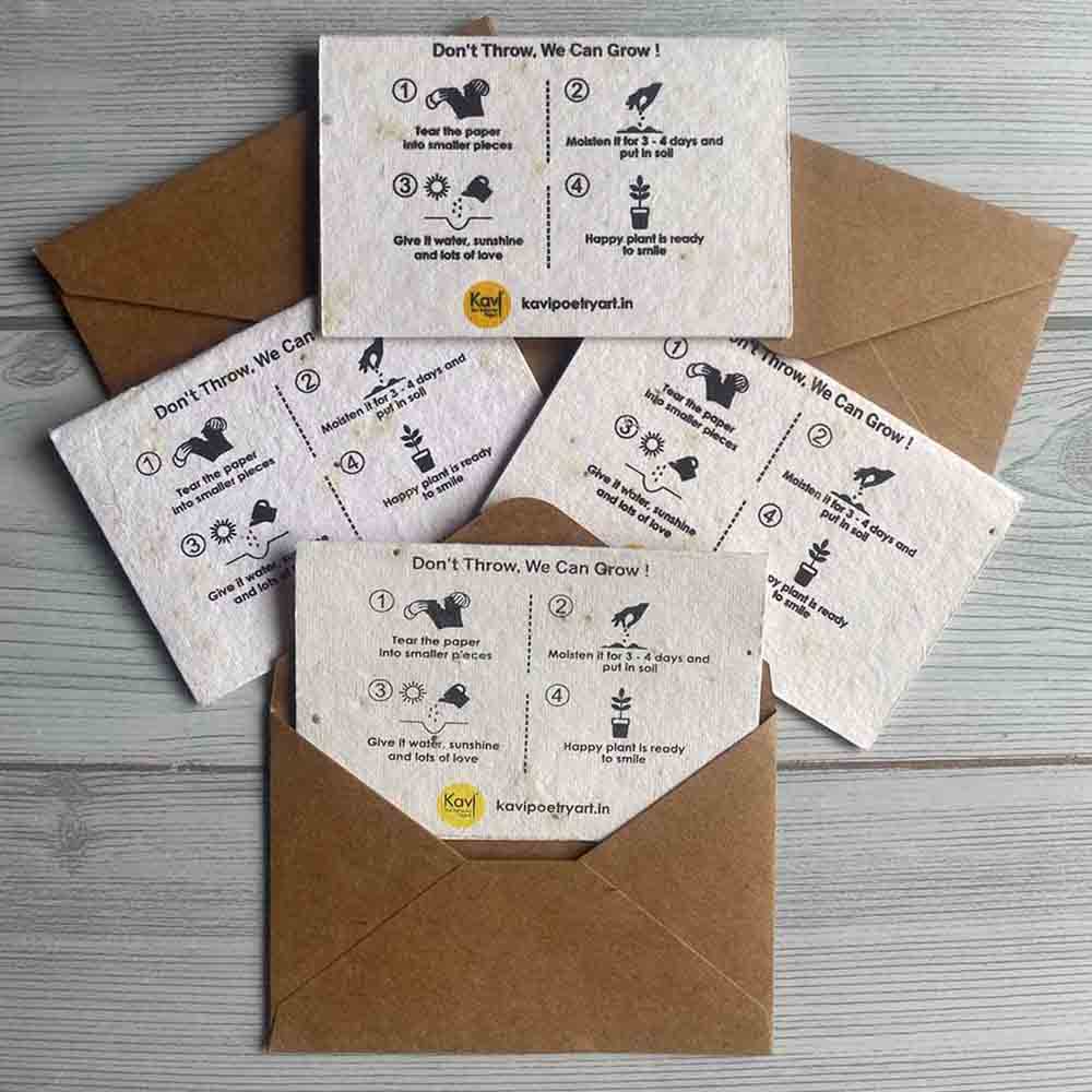 Blue Customised Seed Paper Cards with Envelopes (Set of 50)