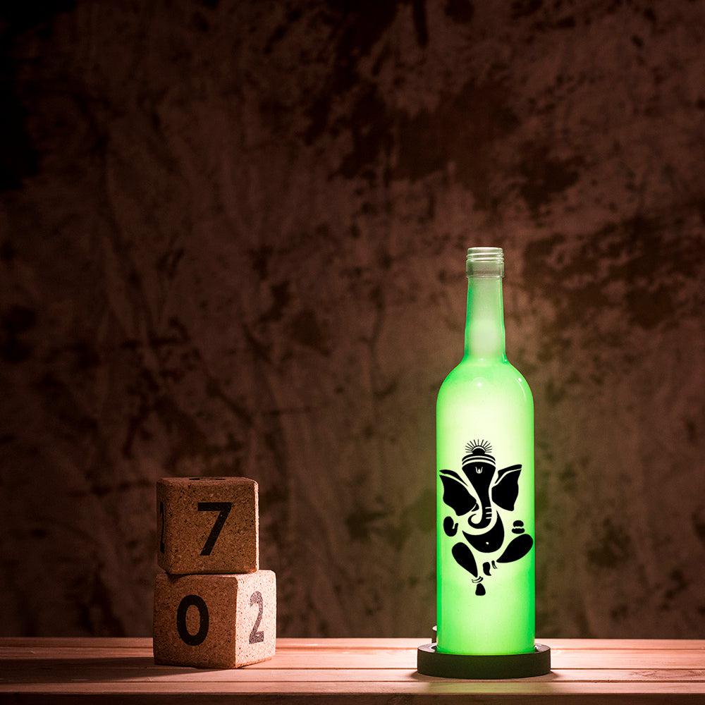 Ganpati Bappa Inlit Lamp (Green)