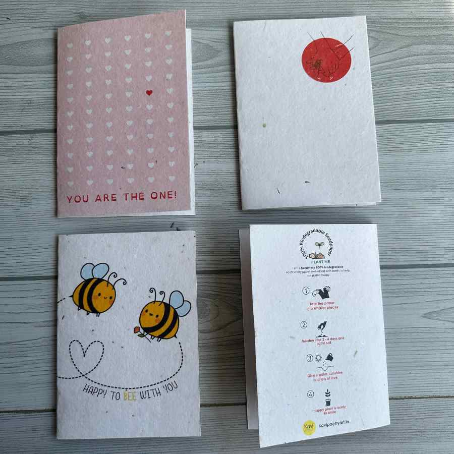 Plantable Love You Cards A6 with Kraft Paper Envelopes (Set of 4)
