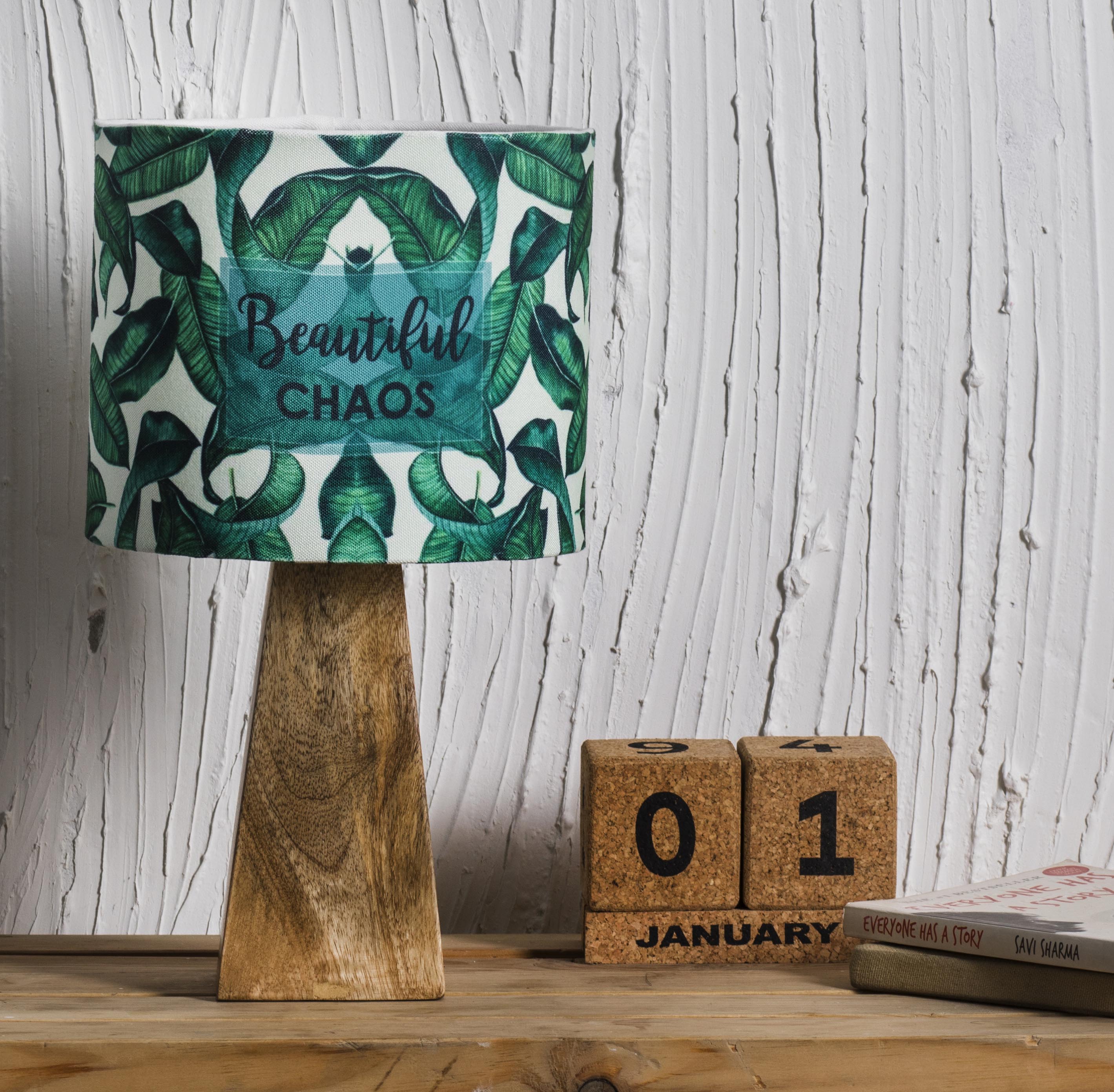 Kavi Beautiful Chaos Wooden Shade Lamp (Square Base)