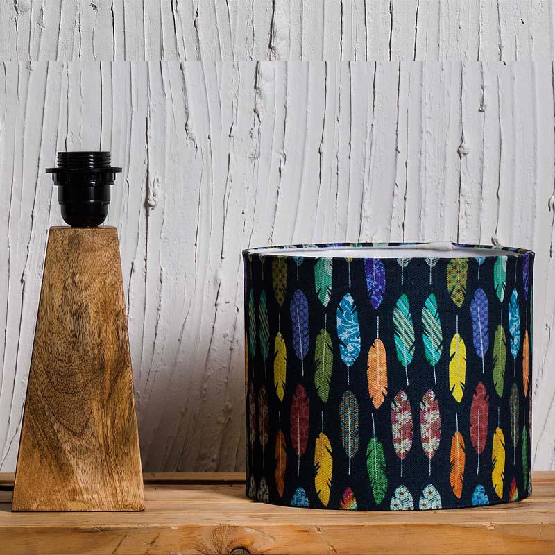 Kavi Feather Wooden Shade Lamp (Square Base)
