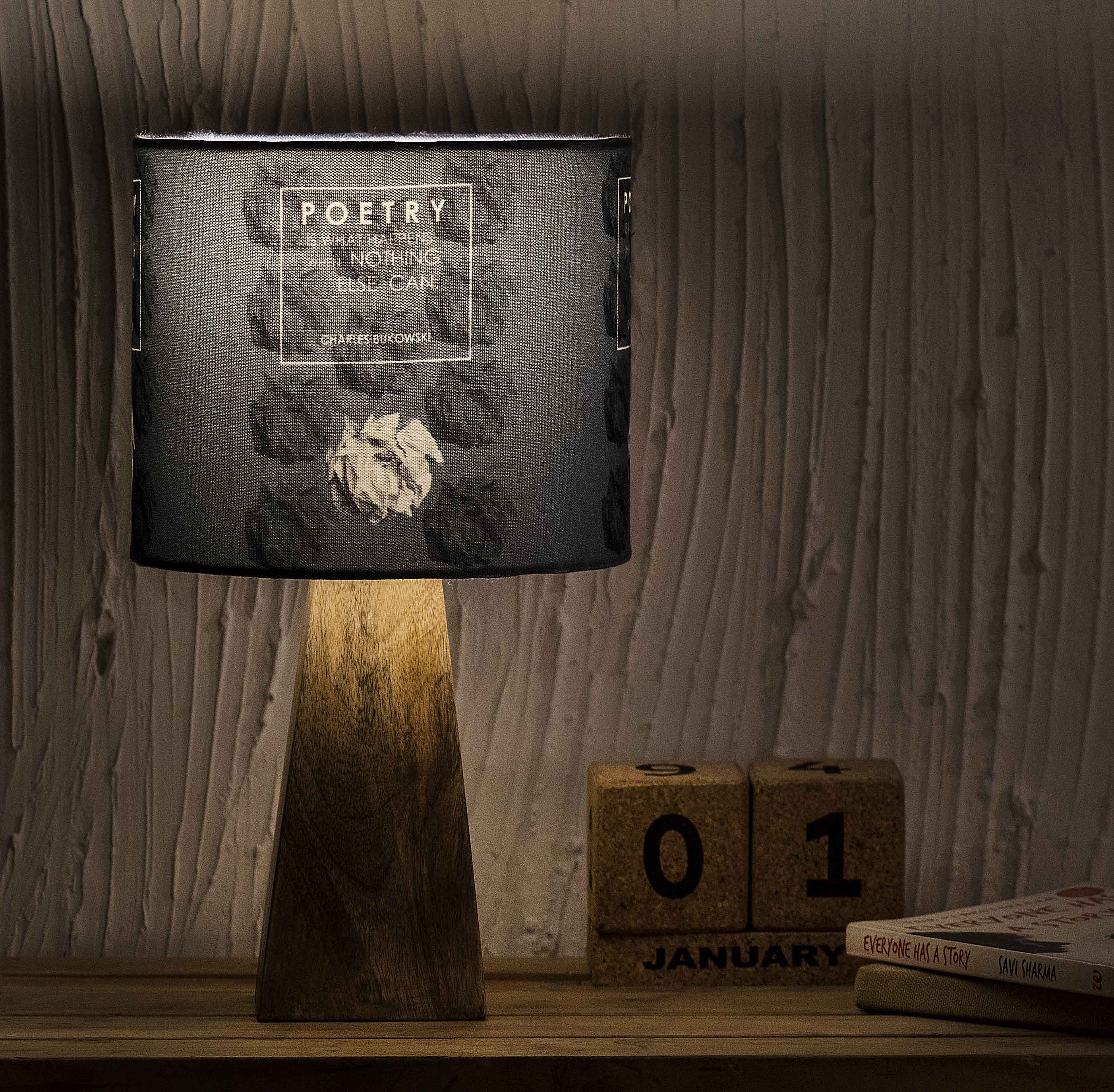 Kavi Poetry Wooden Shade Lamp (Square Base)