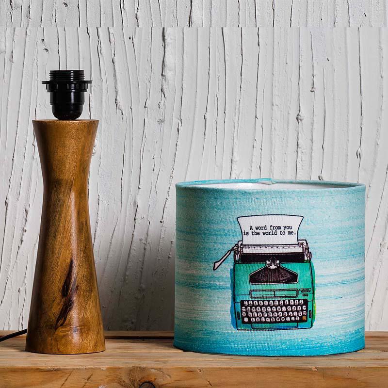 Kavi Typewriter Wooden Shade Lamp (Round)