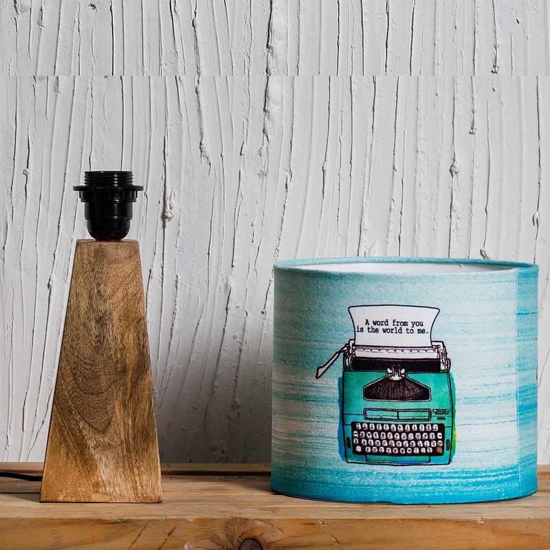 Kavi Typewriter Wooden Shade Lamp (Square Base)