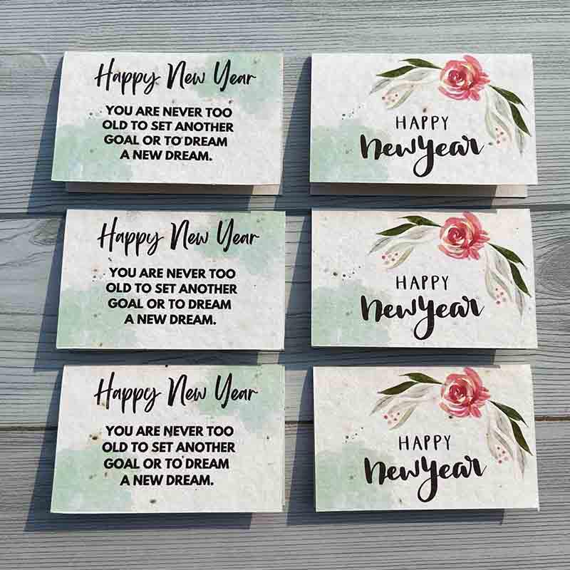Plantable Happy New Year Greeting Cards with Envelopes (Set of 12)