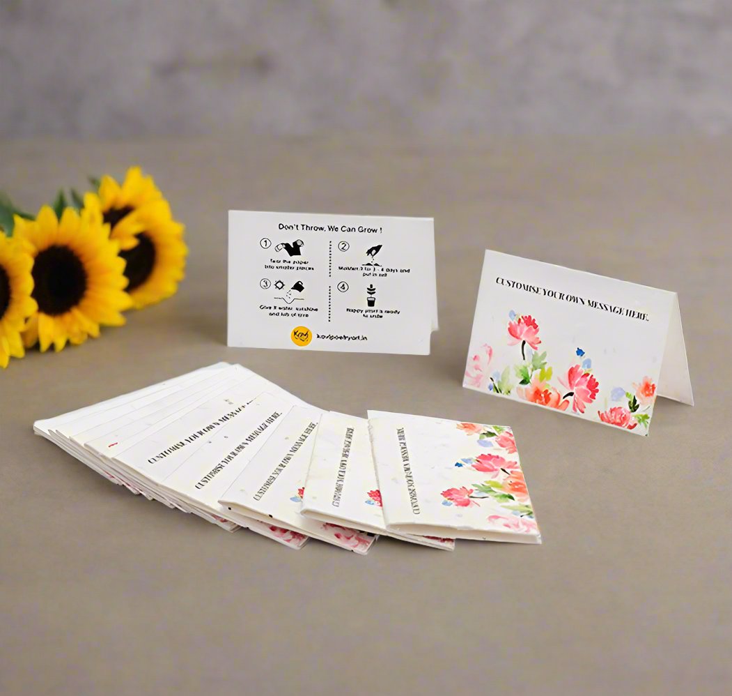 Pink Flower Customised Seed Paper Cards (Set of 50)