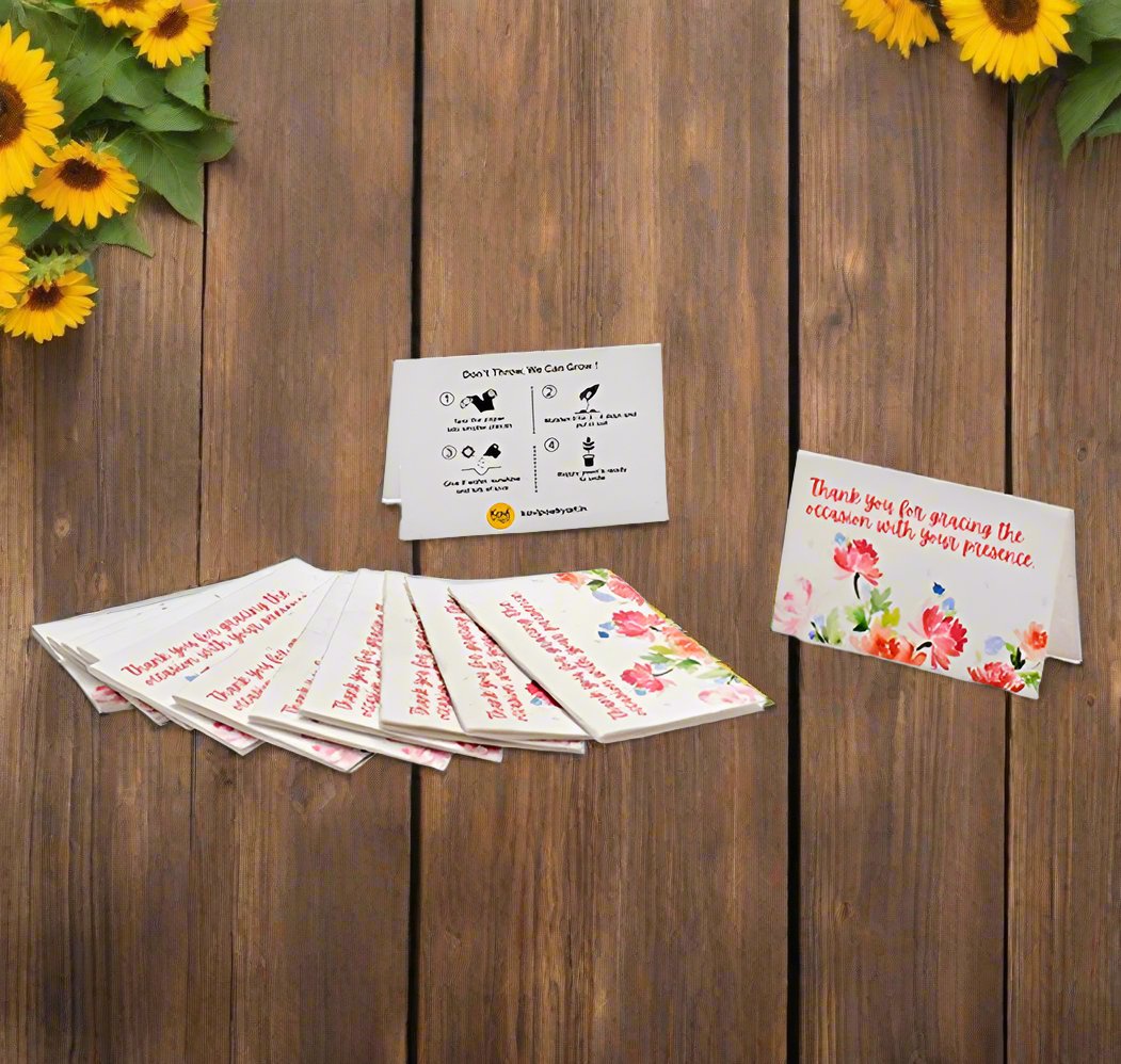 Pink Flowers Thank You Seed Paper Cards (Set of 12)