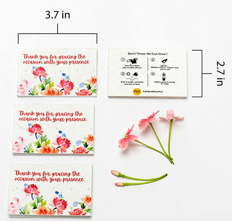 Pink Flowers Thank You Seed Paper Cards with Envelopes (Set of 50)