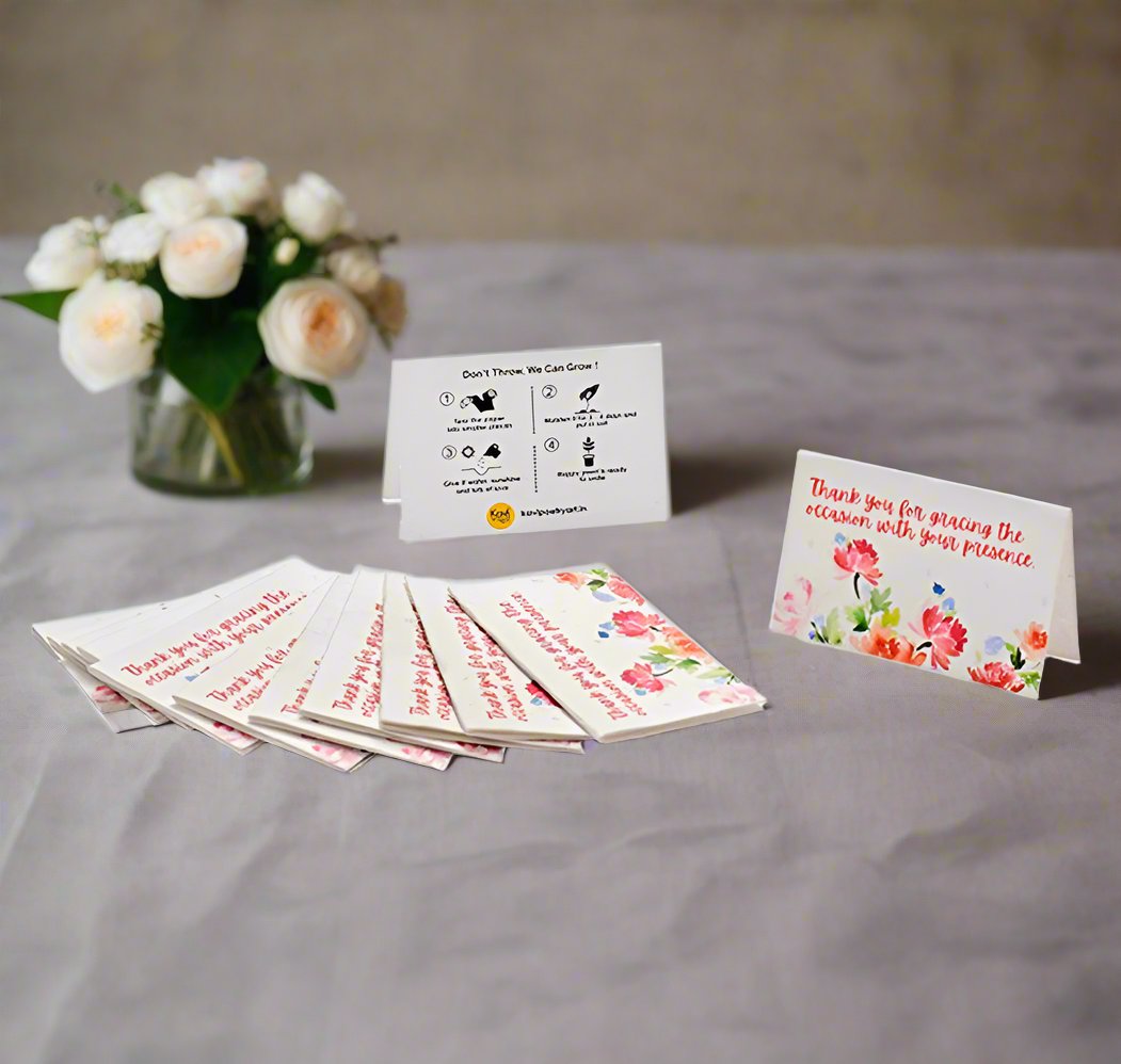 Pink Flowers Thank You Seed Paper Cards with Envelopes (Set of 50)