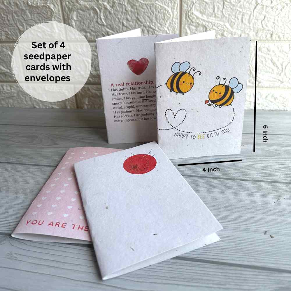 Plantable Love You Cards A6 with Kraft Paper Envelopes (Set of 4)