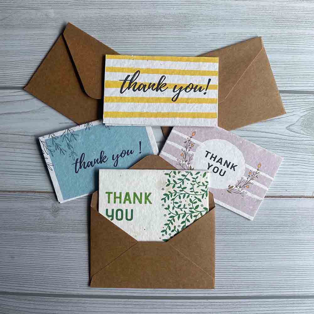 Seed Paper Thank-You Cards with Envelopes (Set of 12)
