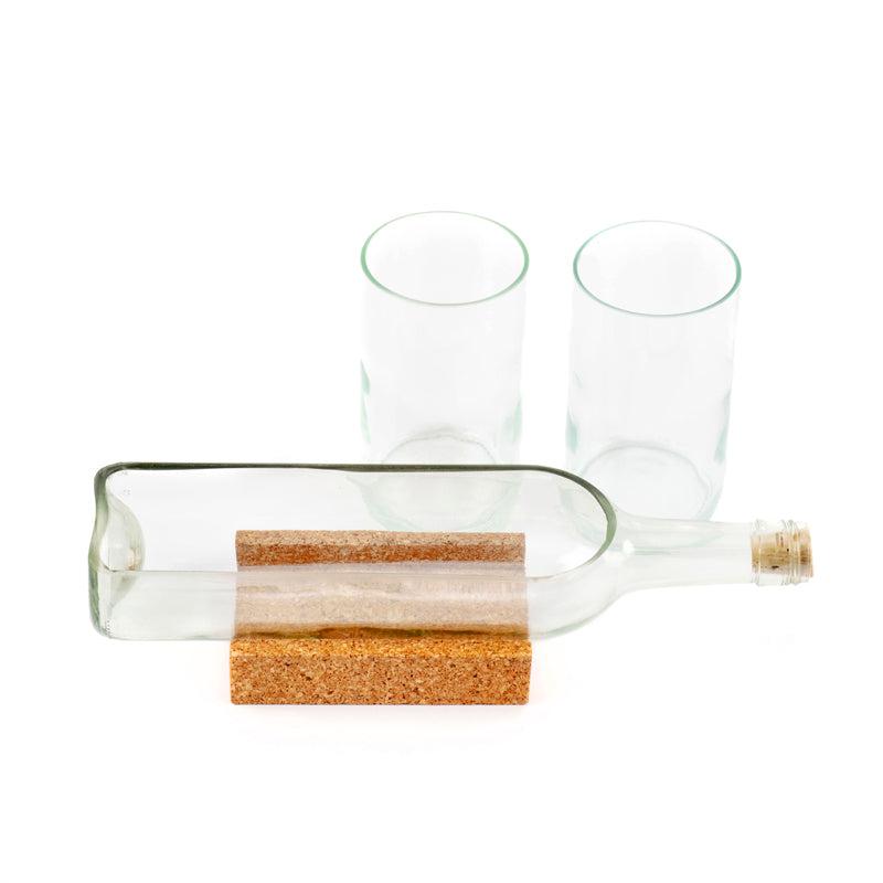 Wine Bottle Platter (clear) With Glasses