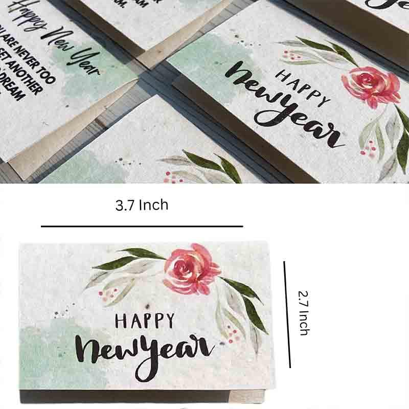 Plantable Happy New Year Greeting Cards with Envelopes (Set of 12)