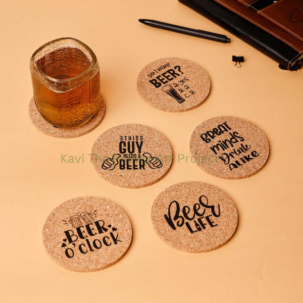 🎁 Cheers & Beers Cork Coasters (Set of 6) (50% off)