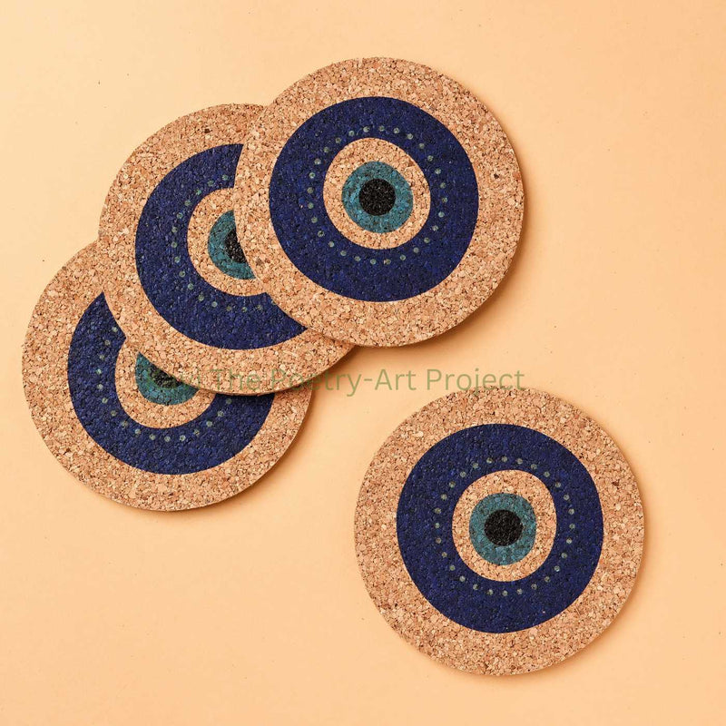 Evil Eye Cork Coasters (Set of 4)