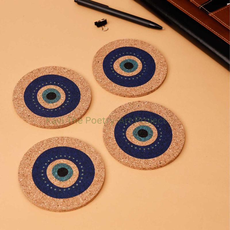 Evil Eye Cork Coasters (Set of 4)