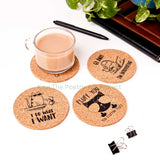 Cat Saying Drink Cork Coasters (Set of 4)